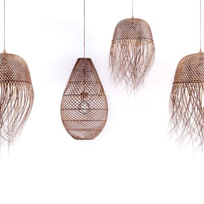 自然风民宿藤编吊灯3D模型