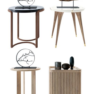 新中式实木圆几组合