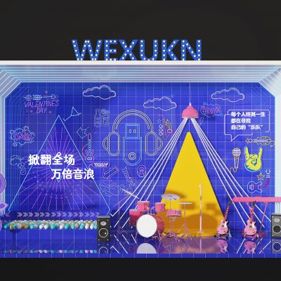 现代橱窗霓虹灯美陈3D模型