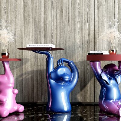 现代大象猴子艺术雕塑边几