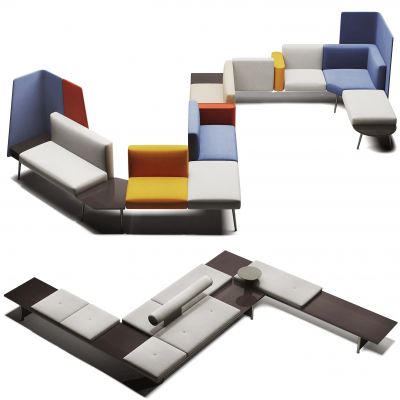 现代异形沙发公共座椅组合