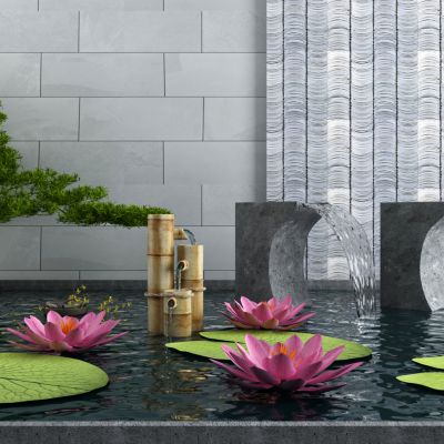 庭院景观小品枯山水石荷花流水器