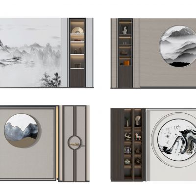 新中式背景墙组合