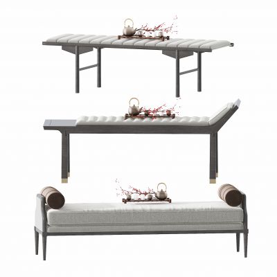 新中式布艺床尾凳