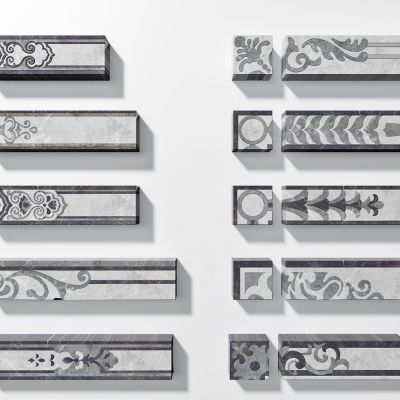 大理石腰线边线波打线，圈边大理石石材拼花