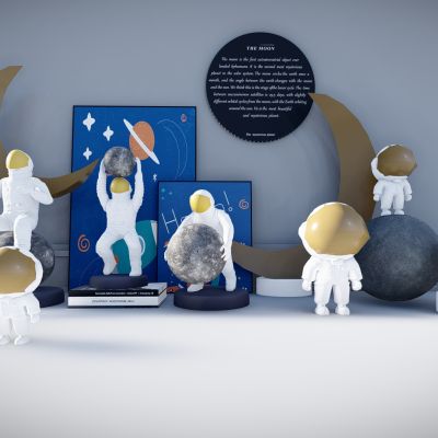 现代 太空航天装饰 室内航天公仔 宇航员摆件 墙体挂件 航空主题摆件 
