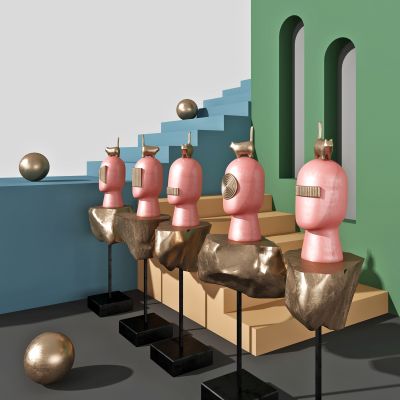 现代创意人头雕塑摆件