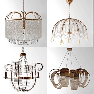 美式轻奢水晶吊灯3D模型