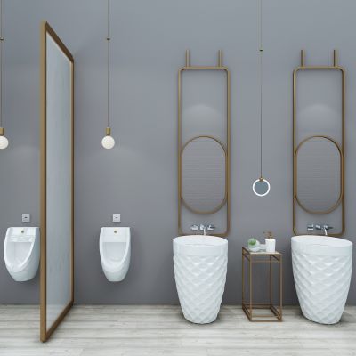 现代简约小便斗立柱式洗手台组合