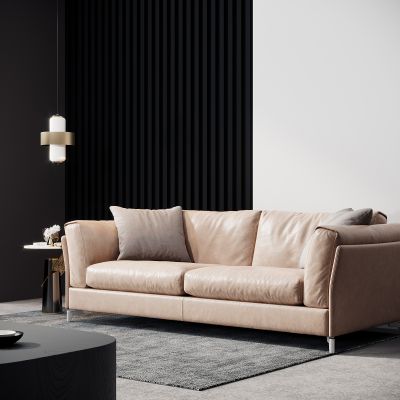 现代双人皮革沙发