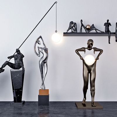 现代抽象金属人物雕塑