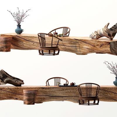 中式根雕茶桌椅