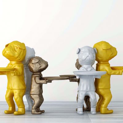 现代沙皮狗装饰圆几