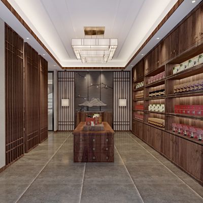 新中式茶叶专卖店，展柜