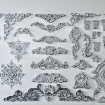 中式石膏雕花线条，角花，灯盘