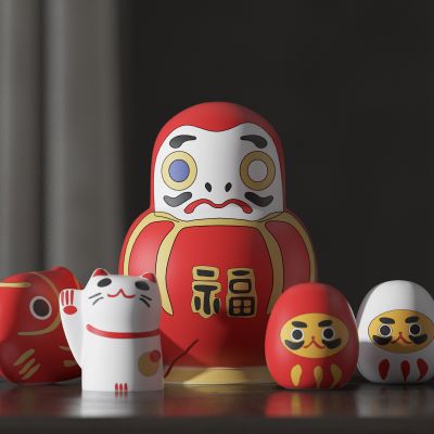 日式达摩，招财猫摆件