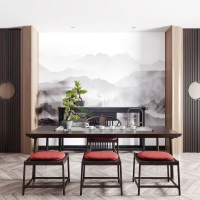 新中式实木茶桌椅