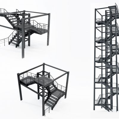工业风铁艺钢架楼梯