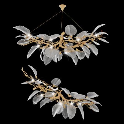 现代轻奢水晶叶片树叶装饰吊灯