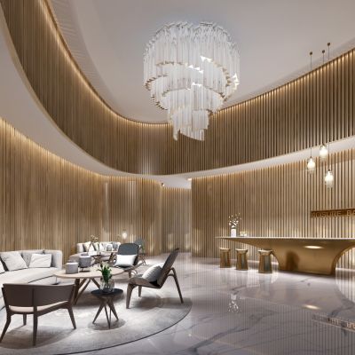 现代轻奢酒店会所大堂前台接待台