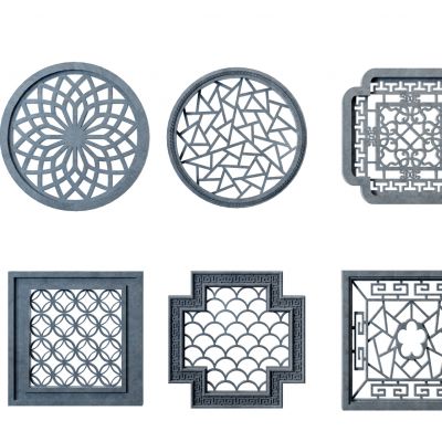 中式园林窗花，花窗