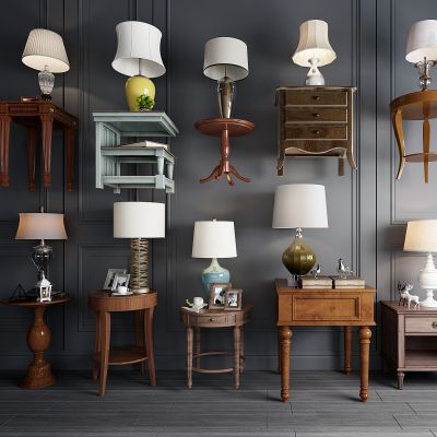 欧式实木边几圆几床头柜组合