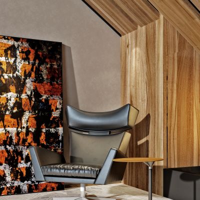 现代皮革休闲椅边几