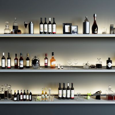 现代红酒酒瓶组合