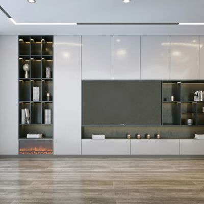 现代一体式电视背景墙