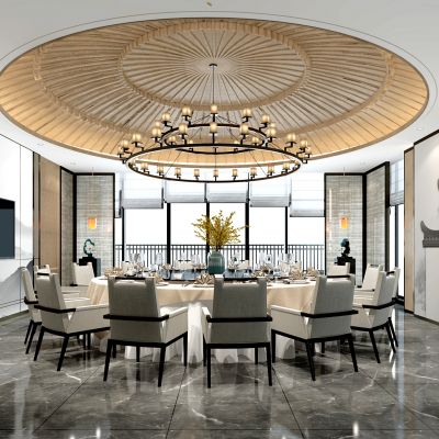 新中式圆形餐椅包房