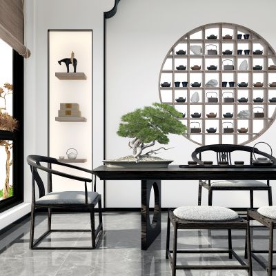 新中式实木茶桌椅组合