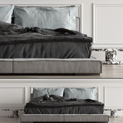 现代布艺双人床