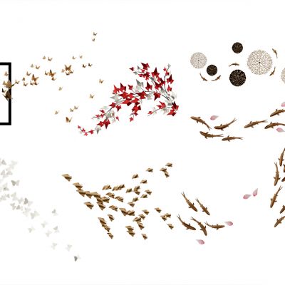 现代蝴蝶枫叶鱼墙饰挂件