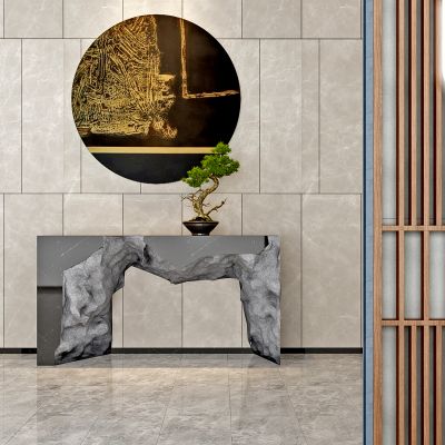 新中式石头玄关端景台摆台