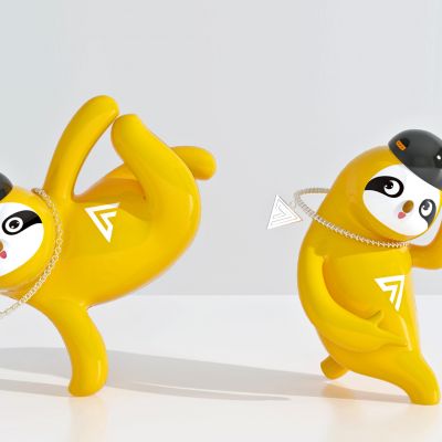 现代熊猫雕塑玩具