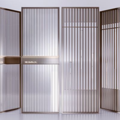 现代金属玻璃屏风隔断