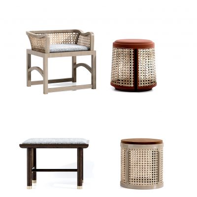 新中式竹编凳子休闲椅，凳子