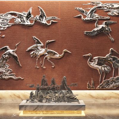 新中式仙鹤背景墙
