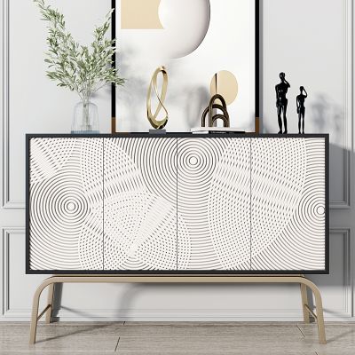 现代边柜，花瓶摆件