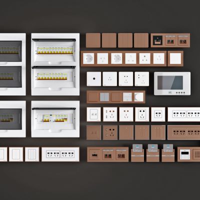现代插座开关面板，电闸箱