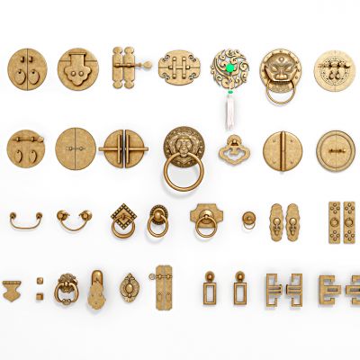 中式铜质拉手门把手，门锁