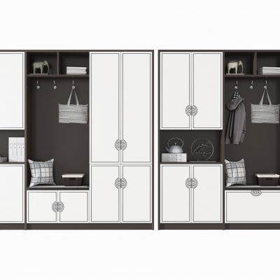 新中式入户鞋柜，饰品摆件