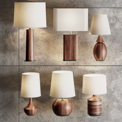 现代原木台灯组合