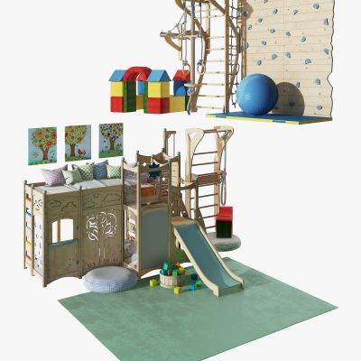 现代儿童攀岩滑梯娱乐设施