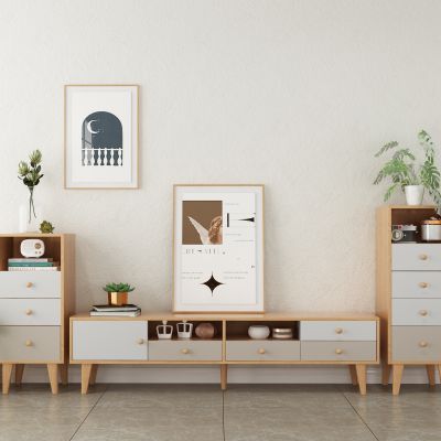 现代简约电视柜边柜组合