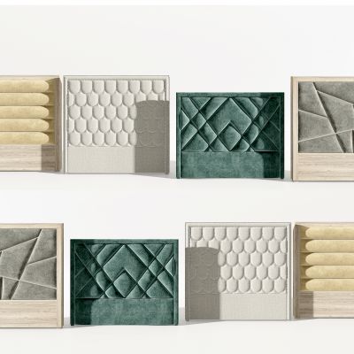 现代皮革软包床头组合