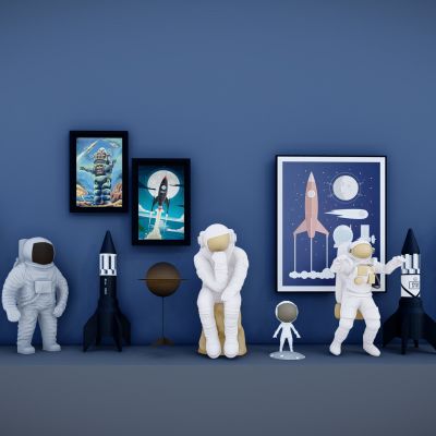 现代 太空航天装饰 室内航天公仔 宇航员摆件 墙体挂件 航空主题摆件 