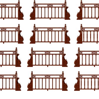 中式实木护栏栏杆组合