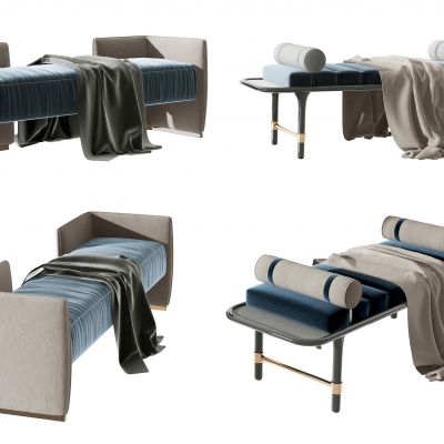 现代绒布床尾凳