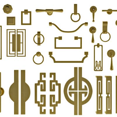 新中式铜制门把手，门拉手